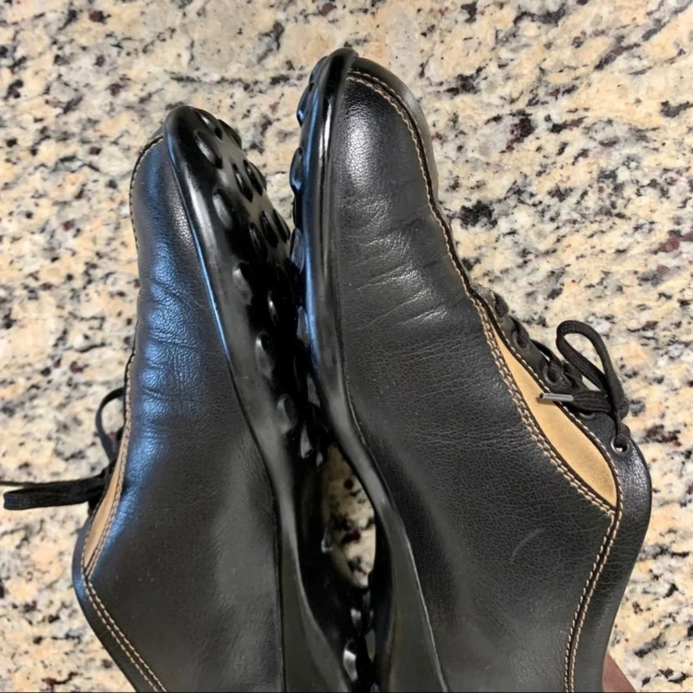 Tod's Leather & Suede Lace Up Bowling Sneakers in Black Size 38 - Picture 4 of 13